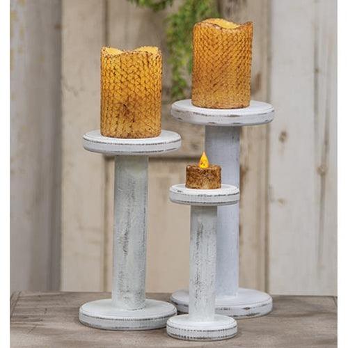 Farmhouse White Spool Candleholder 725 - The Fox Decor