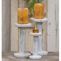 Farmhouse White Spool Candleholder 725 - The Fox Decor