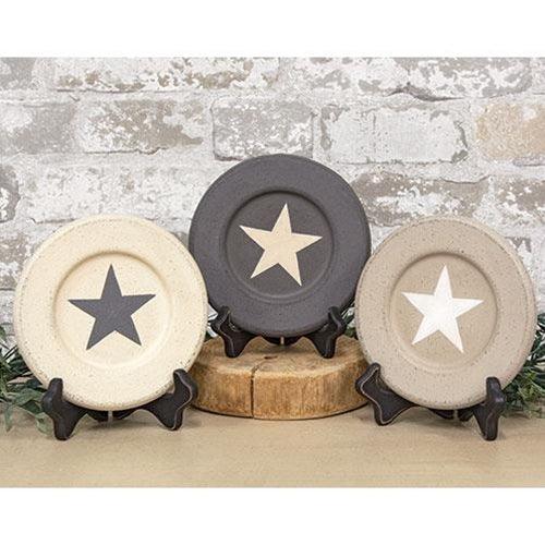 Farmhouse Colors Distressed Star Plate 3 assorted designs sold individually - The Fox Decor