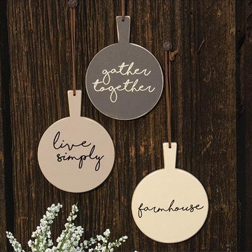Farmhouse Cutting Board Ornament 3 asstd - The Fox Decor