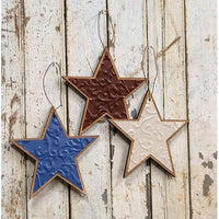 Embossed Patriotic Star Ornament 3 Asstd - The Fox Decor