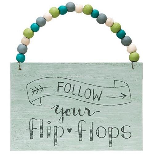 Follow Your Flip Flops Beaded Hanger 3 asstd - The Fox Decor