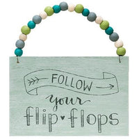 Follow Your Flip Flops Beaded Hanger 3 asstd - The Fox Decor