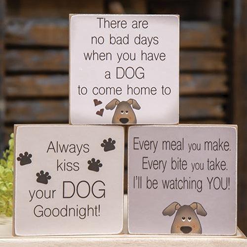 Always Kiss Your Dog Goodnight Block 3 asstd - The Fox Decor