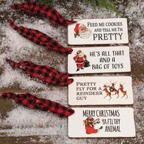 4 Set Christmas Present Wooden Gift Tags - The Fox Decor