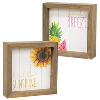 Hello Sunshine Two-Sided Framed Sign - The Fox Decor