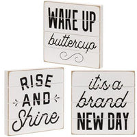 Good Morning Shiplap Block Sign 3 Asstd - The Fox Decor
