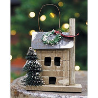 Primitive Town Snowy Cabin Ornament - The Fox Decor