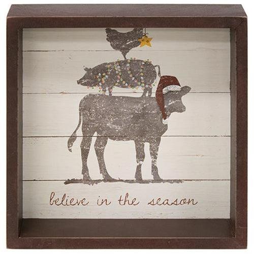 Believe In The Season Box Sign 2 Asstd - The Fox Decor