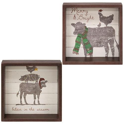 Believe In The Season Box Sign 2 Asstd - The Fox Decor