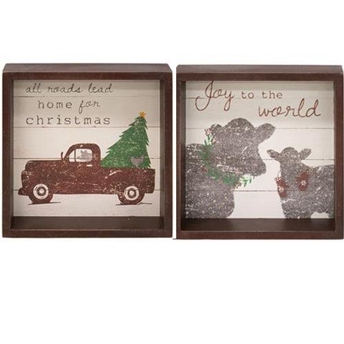 Joy To The World Box Sign 2 Asstd - The Fox Decor