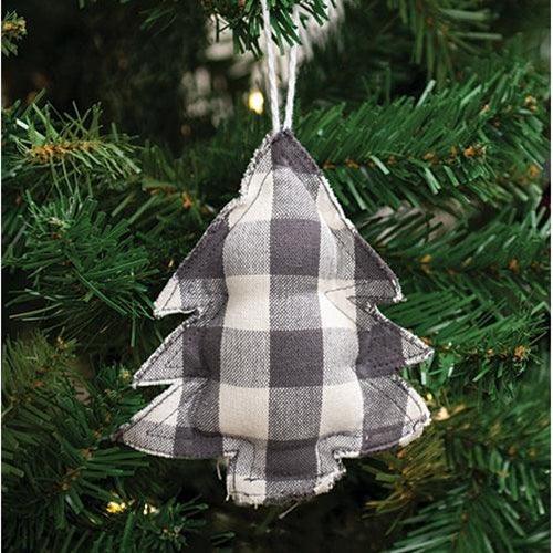 Gray Check Christmas Tree Ornament - The Fox Decor