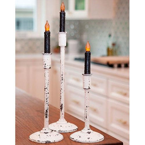 Distressed White Candle Holder 14.5" - The Fox Decor