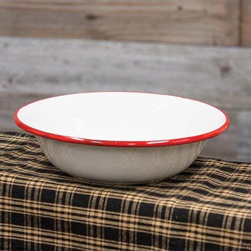 Red Rim Enamel Soup Bowl - The Fox Decor