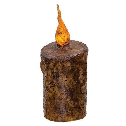Burnt Mustard Dripped Flicker Flame Timer Pillar 2 x 5 - The Fox Decor