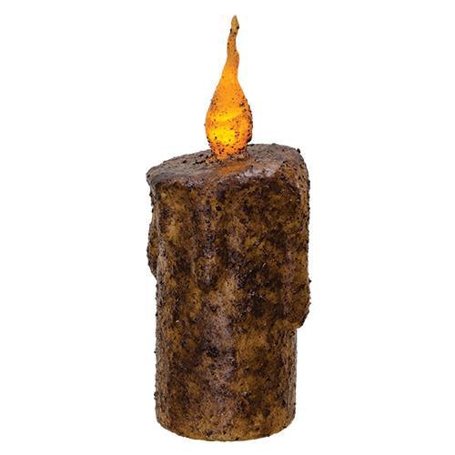 Burnt Mustard Dripped Flicker Flame Timer Pillar 2 x 55 - The Fox Decor