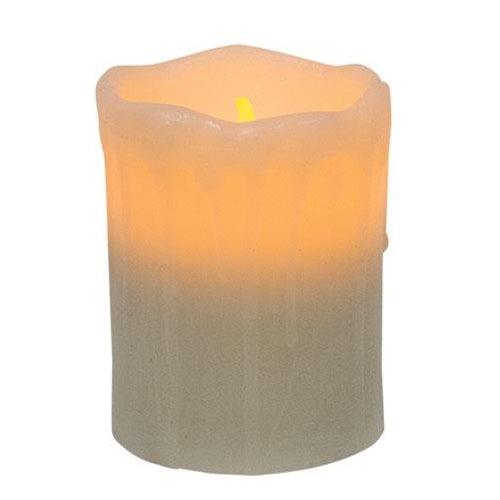 White Dripped Pillar Candle 4 inch - The Fox Decor