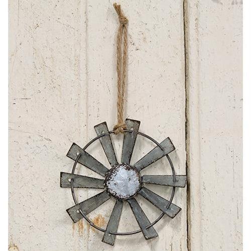 Metal Windmill Ornament with Jute Hanger 4 inch - The Fox Decor