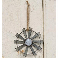 Metal Windmill Ornament with Jute Hanger 4 inch - The Fox Decor