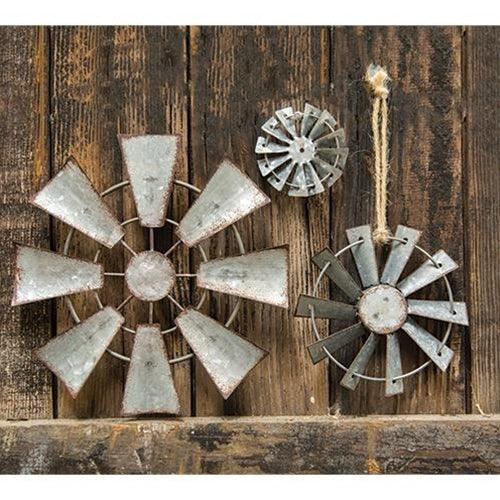 Galvanized Metal Hanging Windmill 7 inch - The Fox Decor