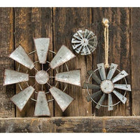 Galvanized Metal Hanging Windmill 7 inch - The Fox Decor