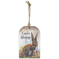 Easter Blessings Bunny Wooden Tag Ornament - The Fox Decor