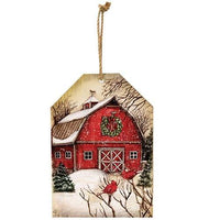 Winter Barn Scene Wooden Tag Ornament - The Fox Decor