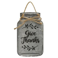 Give Thanks Metal Mason Jar Ornament - The Fox Decor