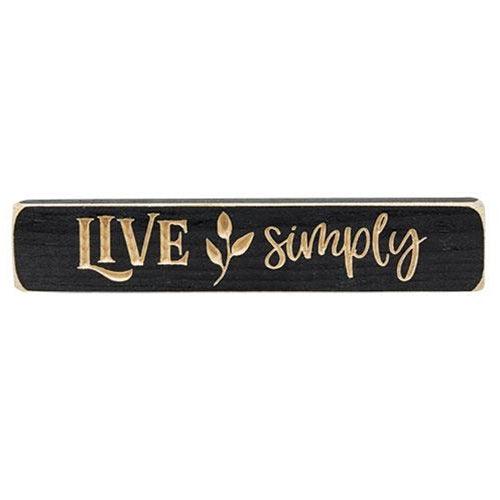 Live Simply Engraved Block 9 Smooth Black - The Fox Decor