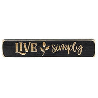 Live Simply Engraved Block 9 Smooth Black - The Fox Decor