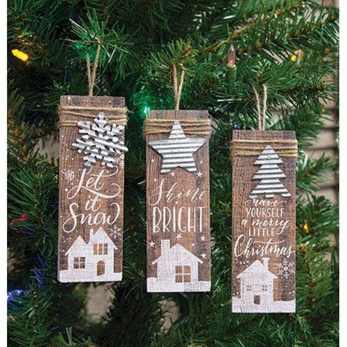 Farmhouse Christmas Charm Ornament 3 Asstd - The Fox Decor