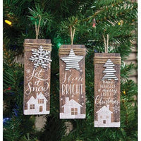Farmhouse Christmas Charm Ornament 3 Asstd - The Fox Decor