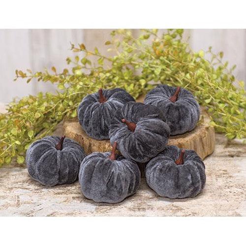 6 Set Gray Velvet Pumpkins 25 - The Fox Decor