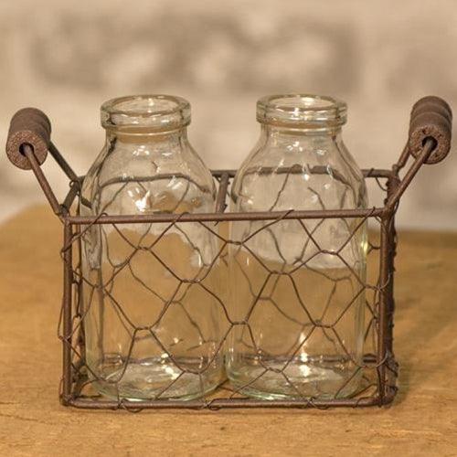 2 Bottles w Wire Carrier - The Fox Decor
