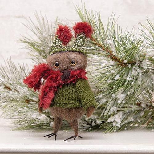 Cozy Sweater Owl Felted Ornament - The Fox Decor