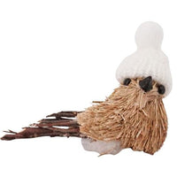 Sisal Bird w White Hat Ornament - The Fox Decor