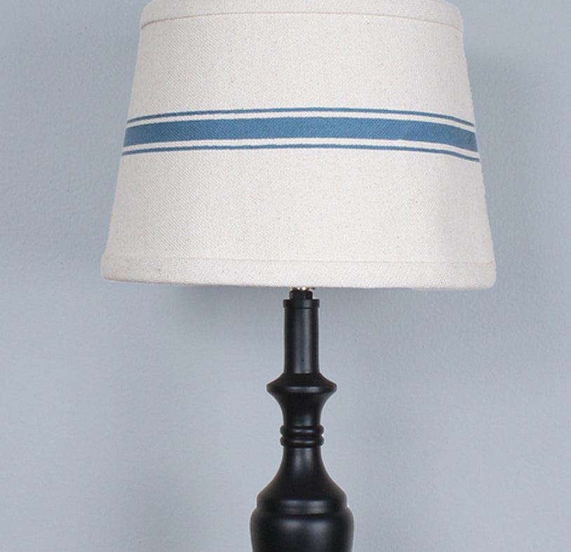 Grain Sack Stripe Cream - Colonial Blue Lampshade 0D165014 - The Fox Decor