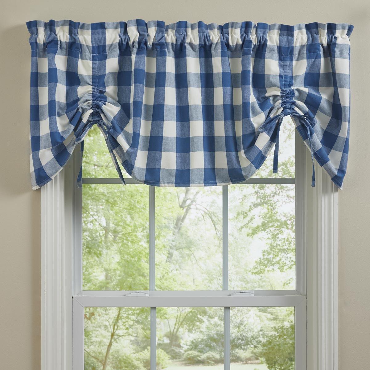 Wicklow Check Valance - Farmhouse China Blue Park designs - The Fox Decor