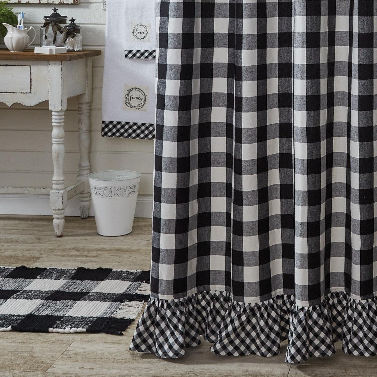 Wicklow Ruffled Shower Curtain - Black & Cream Park Designs - The Fox Decor