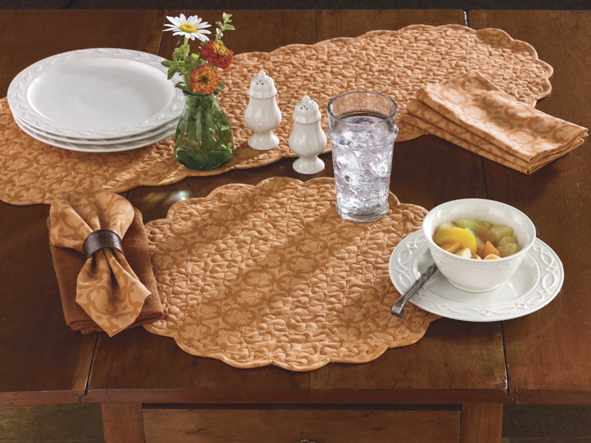 Cameron Orange Placemats - Round Set Of 6 Park Designs - The Fox Decor