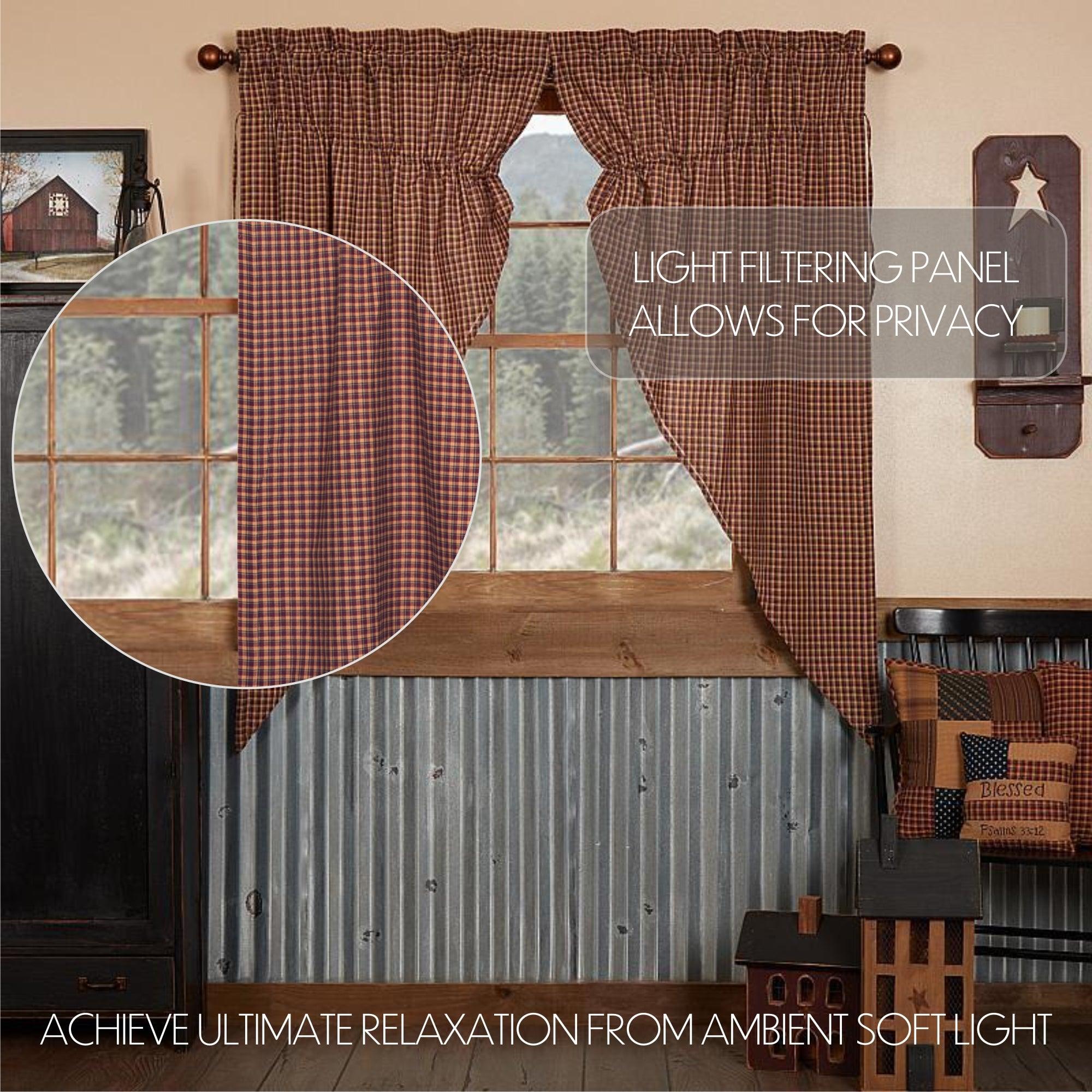 Patriotic Patch Plaid Prairie Short Panel Curtain Curtain Set of 2 36x63x18 - The Fox Decor