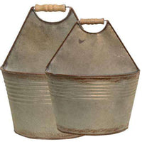 Thumbnail for 2/Set, Galvanized Pocket Buckets - The Fox Decor