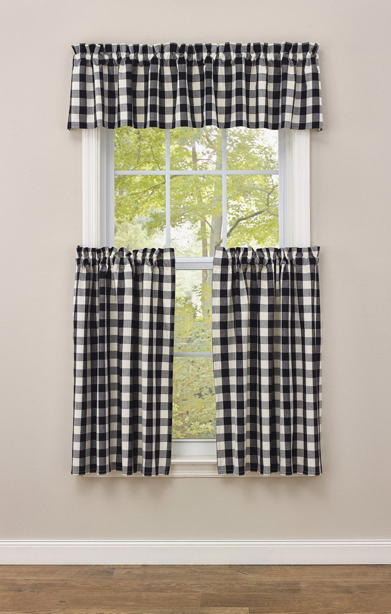 Checkerboard Star Check Valance Buffalo Check Lined - Black & Cream Park designs - The Fox Decor