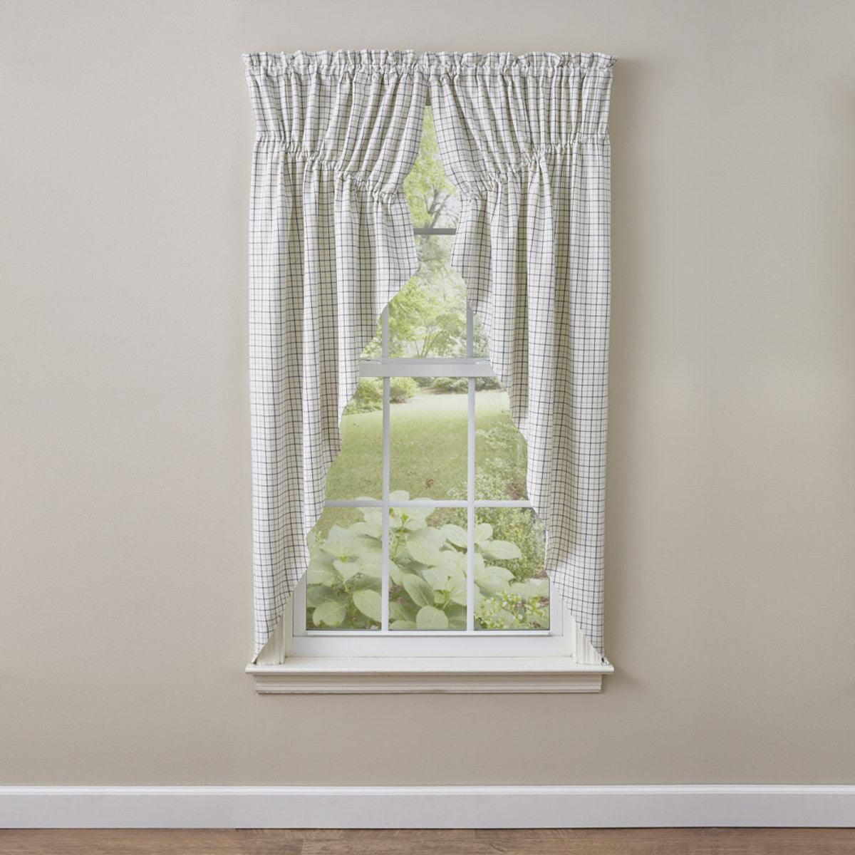 Jam Jar Lined Gathered Window Curtain Gray Swag Set of 2- Park Designs - The Fox Decor