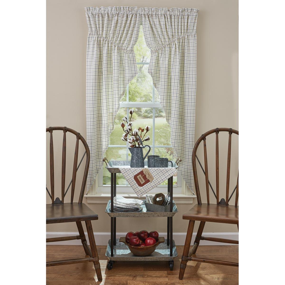 Jam Jar Lined Gathered Window Curtain Gray Swag Set of 2- Park Designs - The Fox Decor