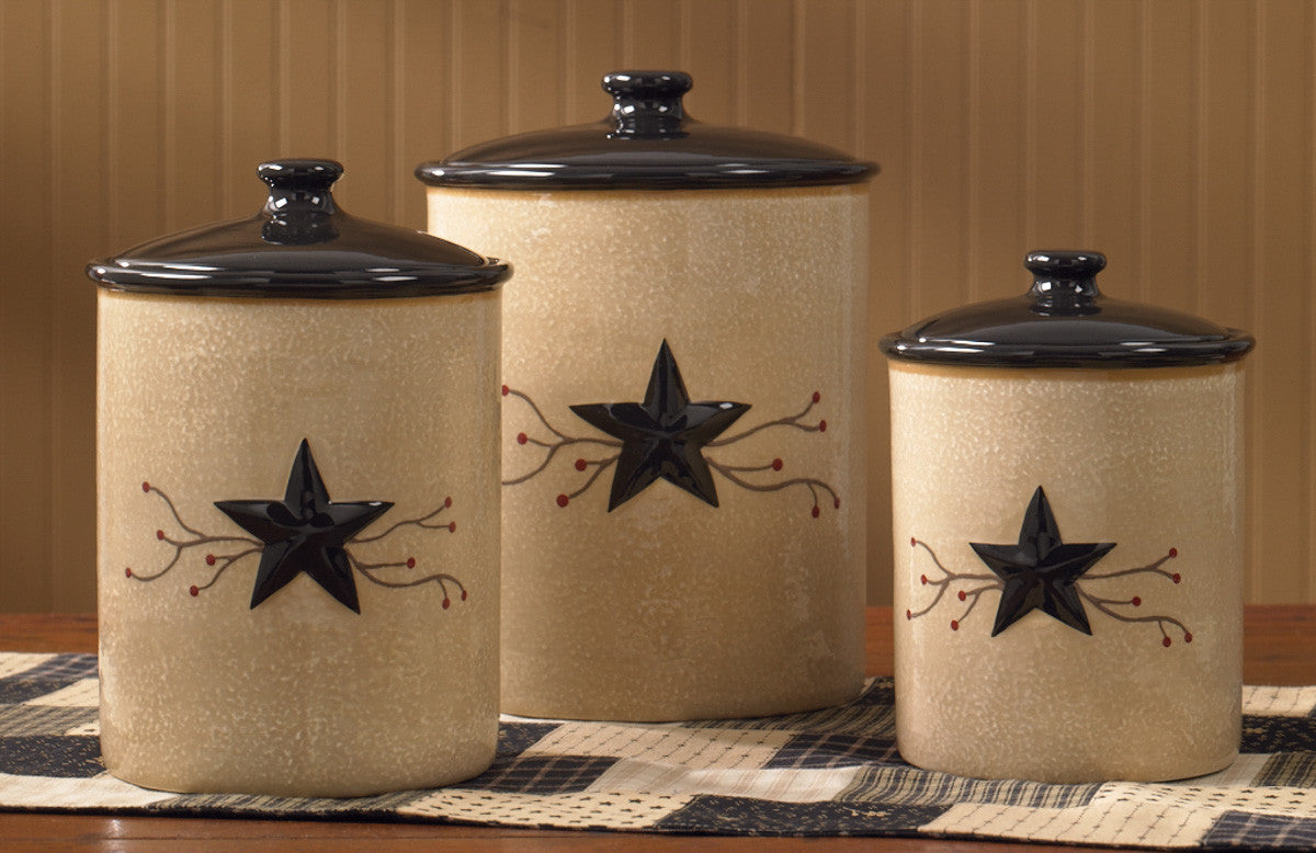 Farmhouse Embossed Kitchen Canisters, Set of 3