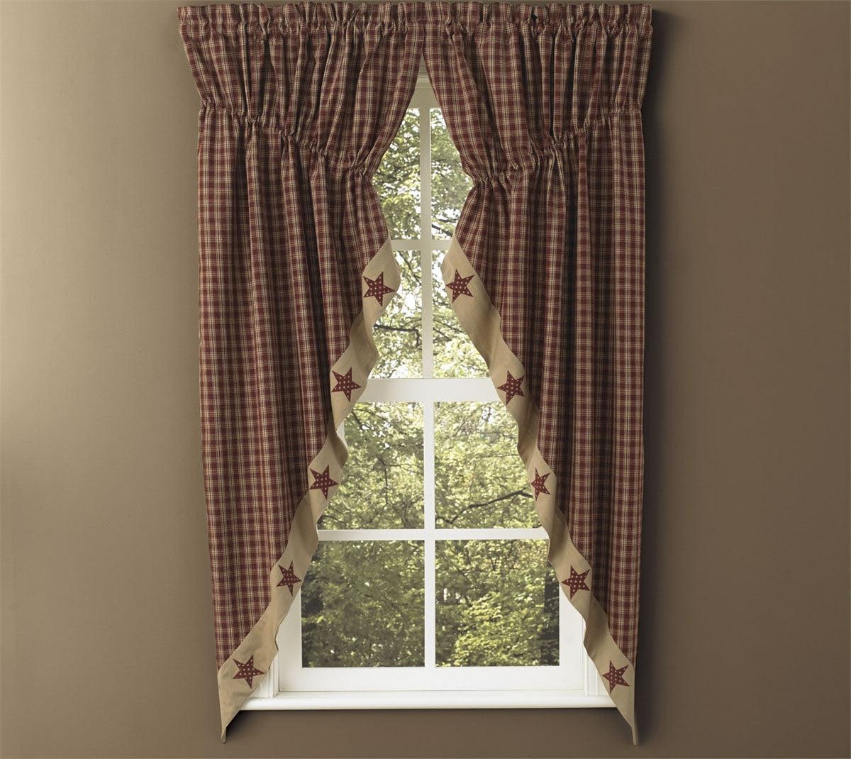 Sturbridge Patch Prairie Gathered Curtains - Wine Park Designs - The Fox Decor