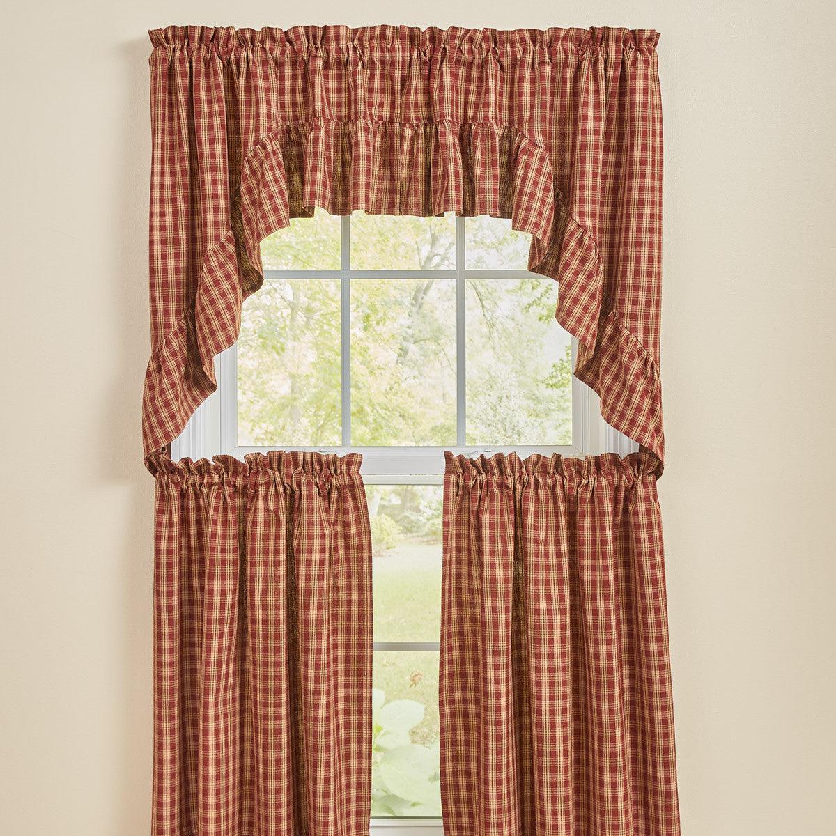 Sturbridge Plaid Ruffle Swags - Wine 72x36 Park Designs - The Fox Decor