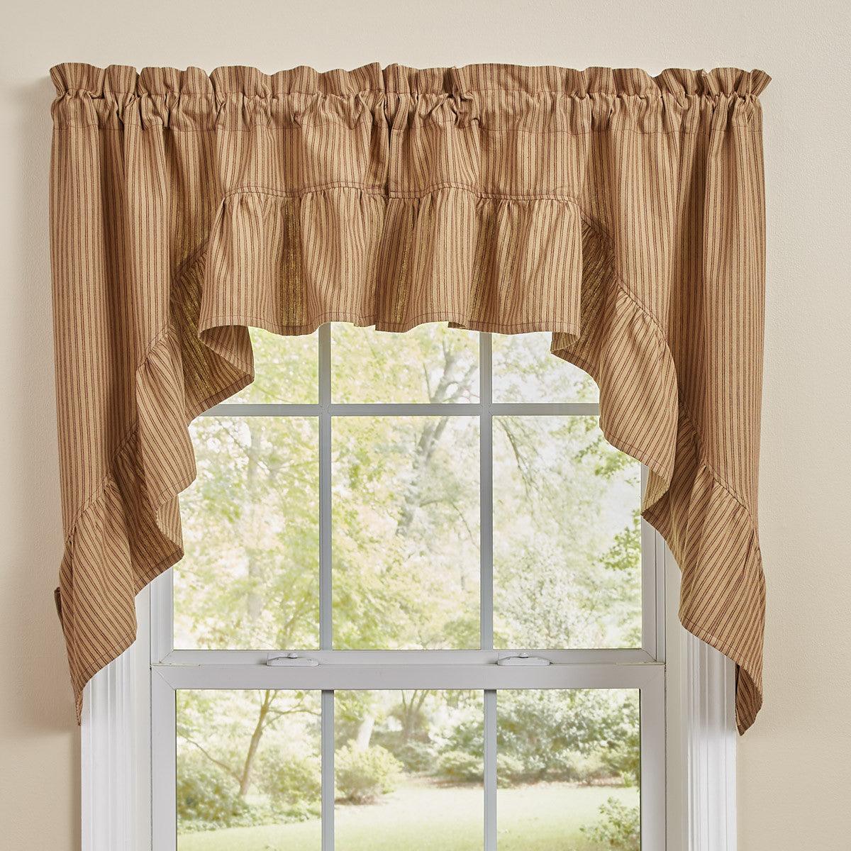 Sturbridge Ticking Ruffle Swags - Wine 72x36 Park Designs - The Fox Decor