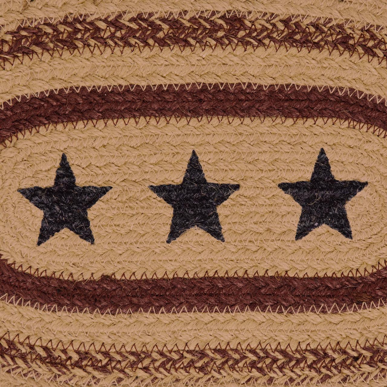 Potomac Jute Braided Placemat Stencil Stars 10"x15" VHC Brands - The Fox Decor